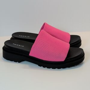 Torrid Neon Pink Chunky Platform Slide Sandals Size 9.5